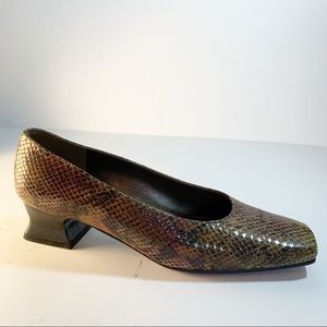 Stuart Weitzman Snakeskin Square Toe 1.5"  Flats